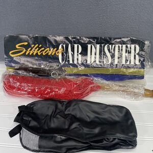 VTG NOS Car Duster Wood Handle Duster Red, Nice Dust Remover Includes Bag